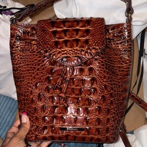 Brahmin Brown Crocodile Embossed BackPack